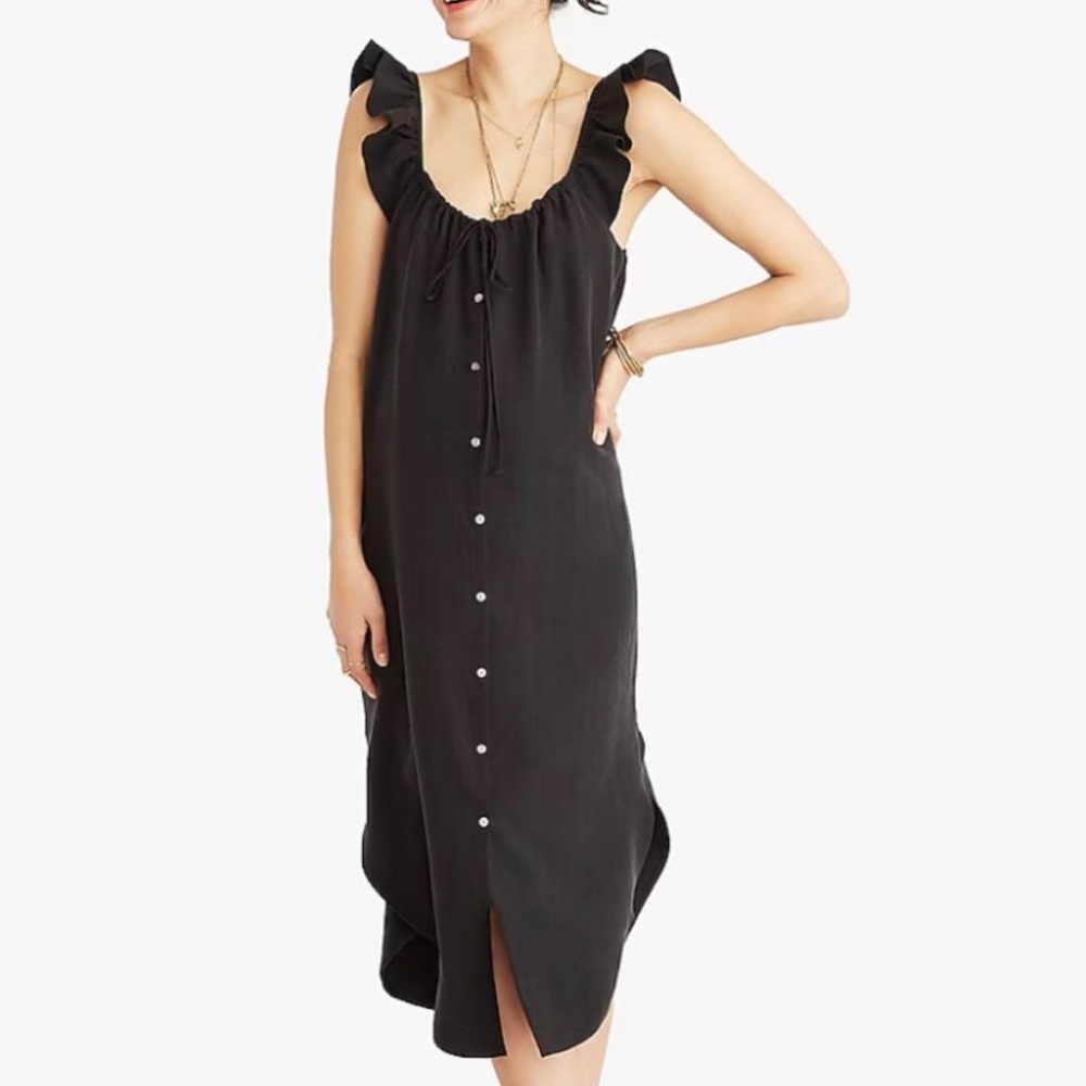 HATCH Jenna Ruffle Dress in Black Size 0